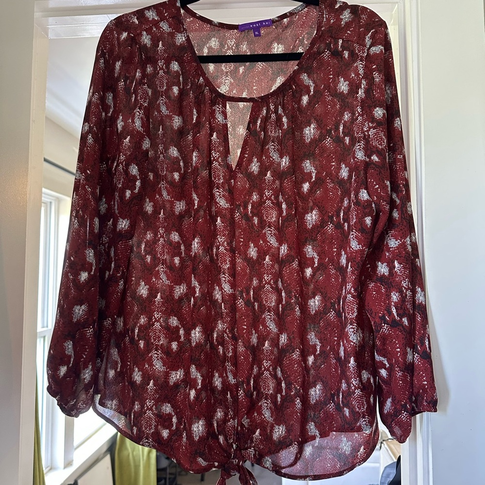 West Kei Women's Maroon Patterned Blouse- XL